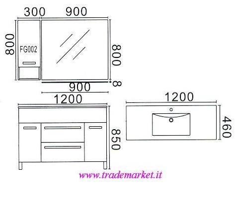MOBILE PER BAGNO cm. L.120 H.85 COME DA FOTO